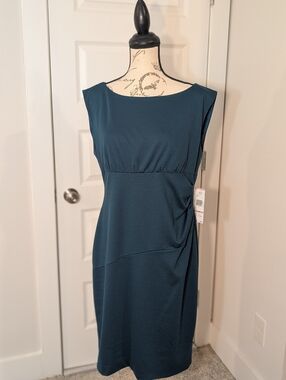 Jones New York Teal Midi Sheath with Side Ruching Size 12